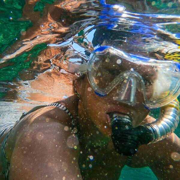 Closeup of Girl Snorkeling under water