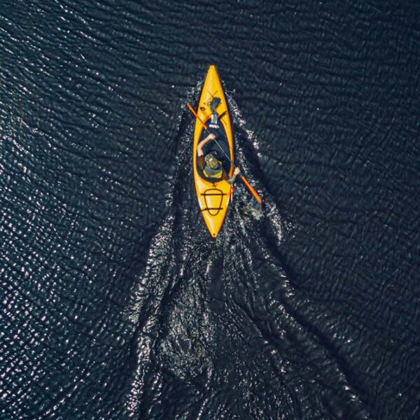 Overhead view of Kayaker in the water