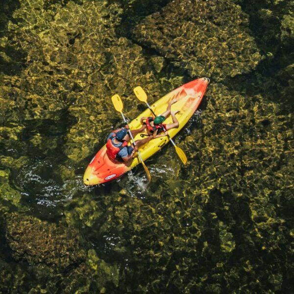 View Two Kayakers on the water from overhead
